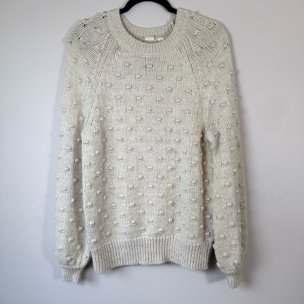 Gap Thick Knit Bobble Sweater Popcorn Ivory Cream Wool Blend Chunky Cozy Tall S